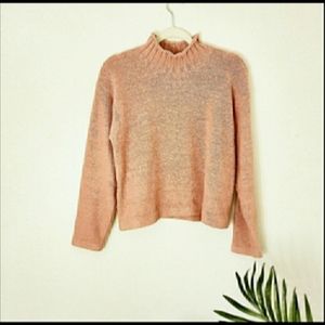 SOLD J. Crew 80% silk and 20% cotton blend muted pink Mock Neck Sweater